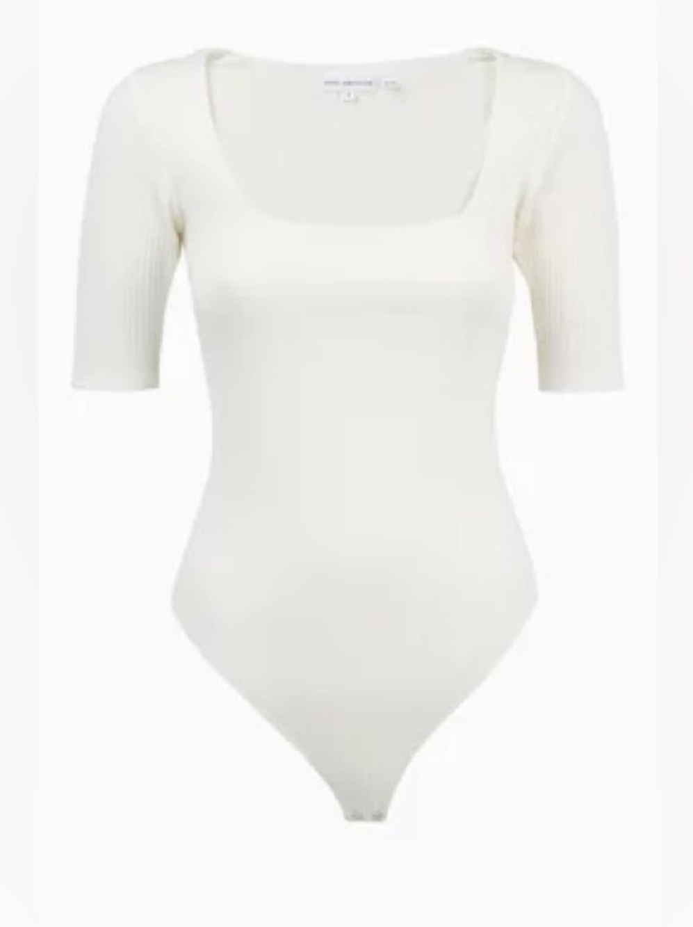 Good American Cream Ribbed Square-Neck Bodysuit